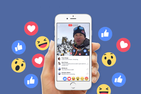 Example of a Facebook Live stream with emojis