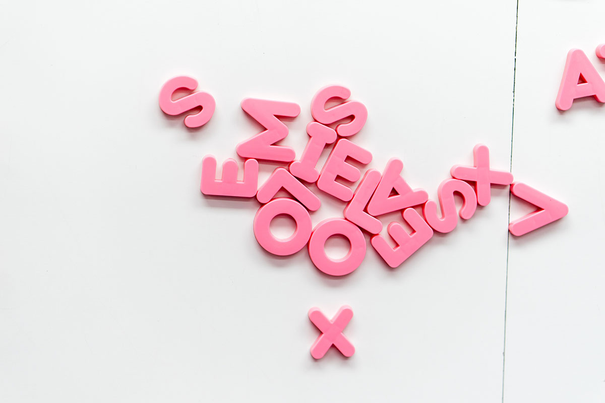 Collection of pink letters