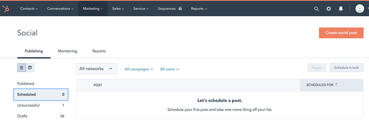 Screenshot of HubSpot's scheduling software