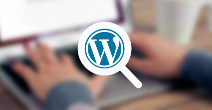 The wordPress logo with a blurred image behind