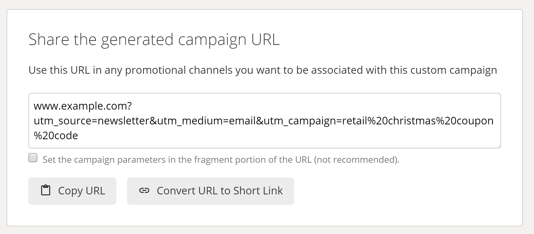 Google UTM Builder Generated URL