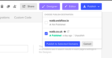 screenshot of webflow dialog